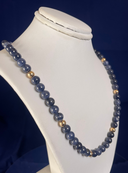 Sapphire & 9ct Yellow Gold Beaded Necklace