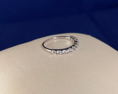 Rhodium-Plated Silver Half Eternity Ring with Cubic Zirconias
