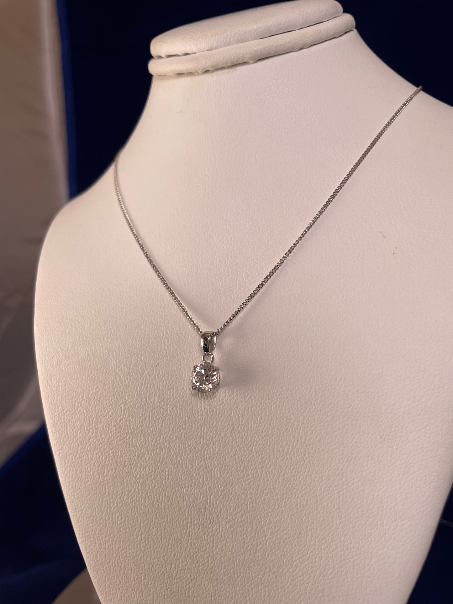9ct White Gold Brilliant Cut Cubic Zirconia Pendant Necklace