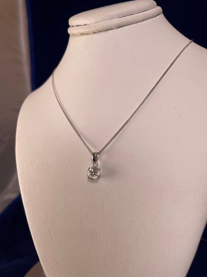 9ct White Gold Brilliant Cut Cubic Zirconia Pendant Necklace