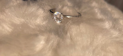 Rhodium-Plated Silver Brilliant Cut Cubic Zirconia Solitaire