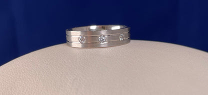 Matte Finish Flat Court Band with Cubic Zirconias