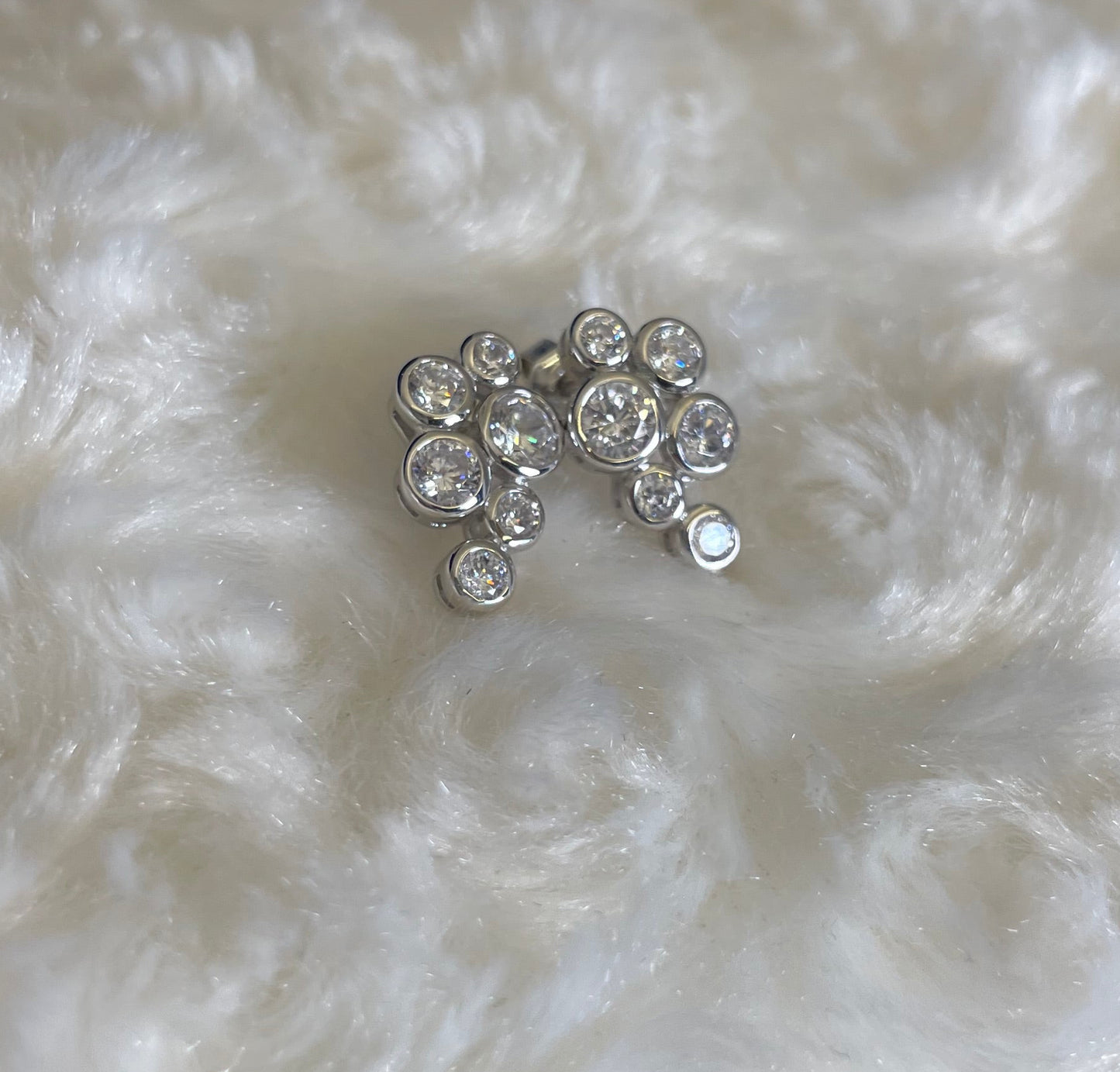 Silver Boodle Style Earrings with Cubic Zirconias