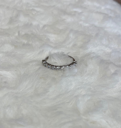 Rhodium-Plated Silver Half Eternity Ring with Cubic Zirconias