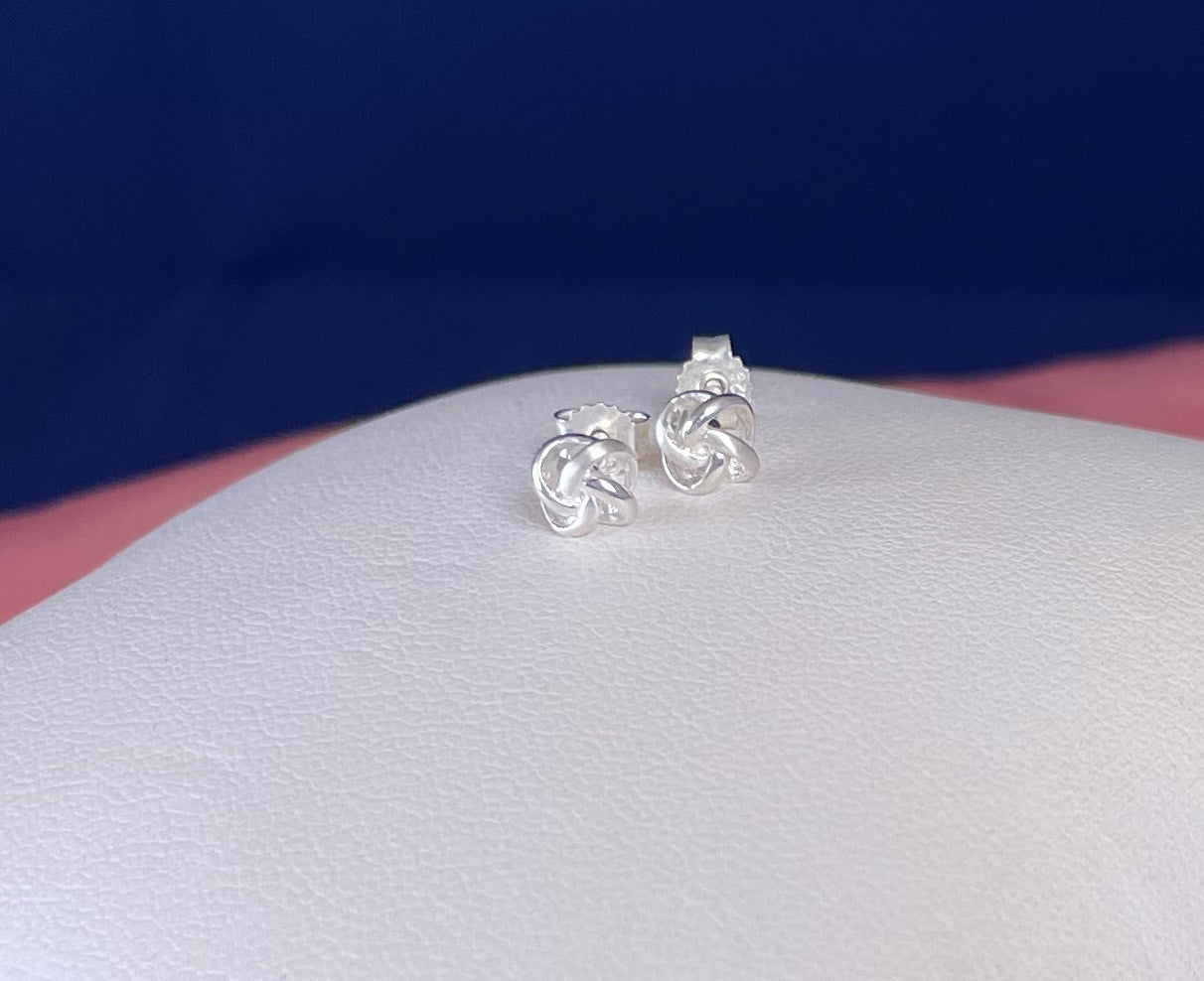 Small Knot/ Twist Earrings Rhodium Plated Silver