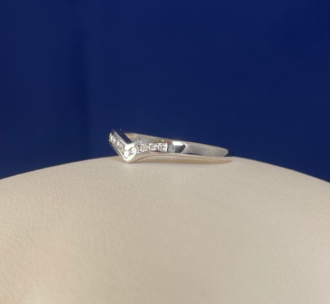 9ct White Gold Wishbone Ring Set with Diamonds