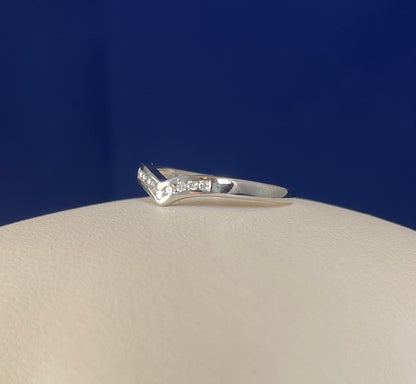 9ct White Gold Wishbone Ring Set with Diamonds