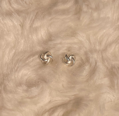 Small Knot/ Twist Earrings Rhodium Plated Silver