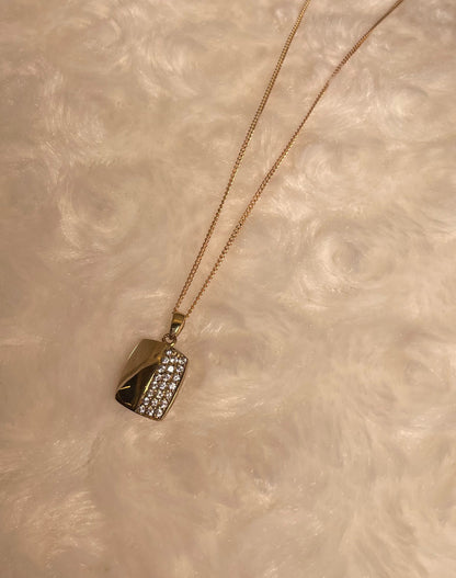 9ct Yellow Gold Pendant Half Set With Cubic Zirconia