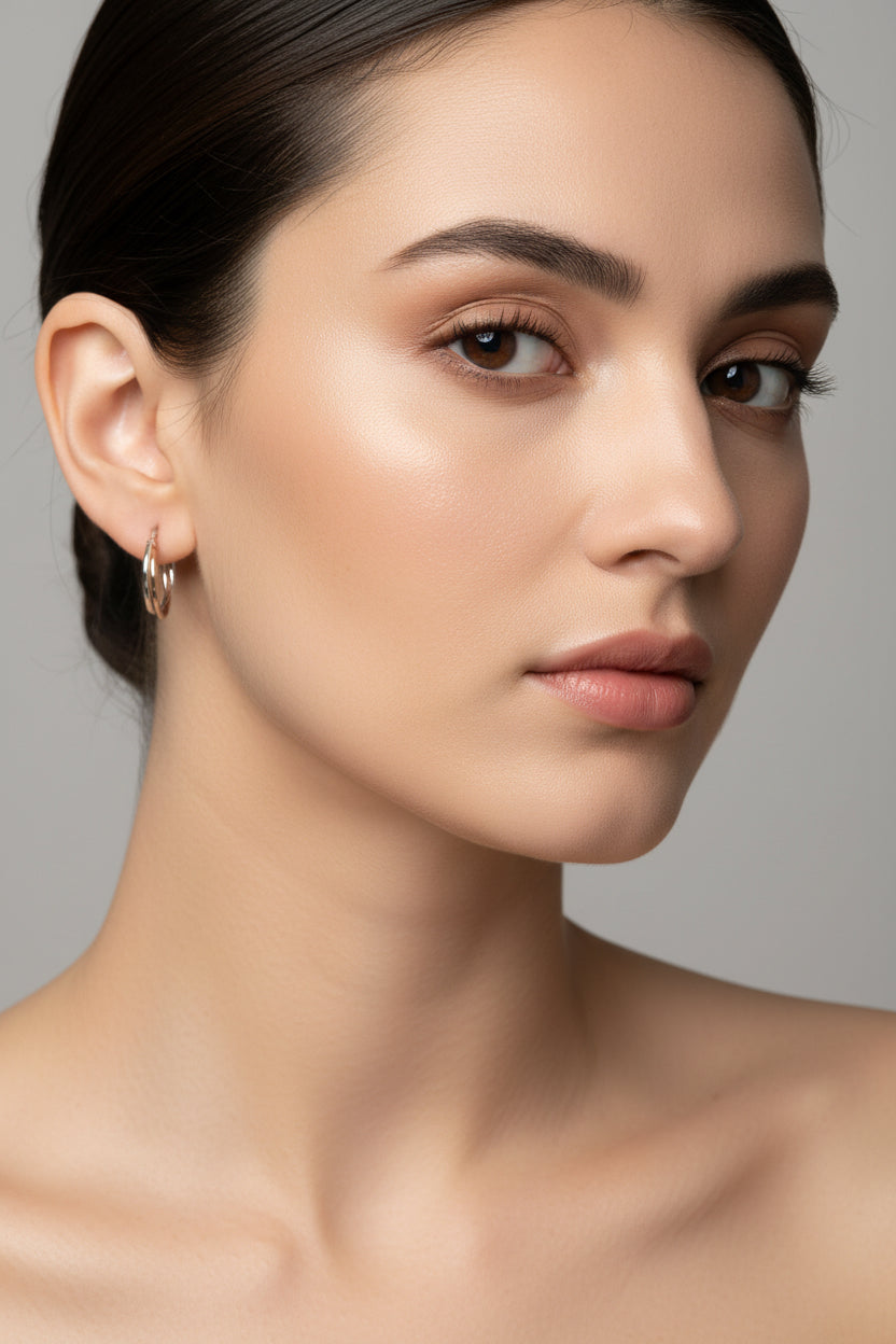 9ct White & Yellow Gold Russian Hoop Earrings
