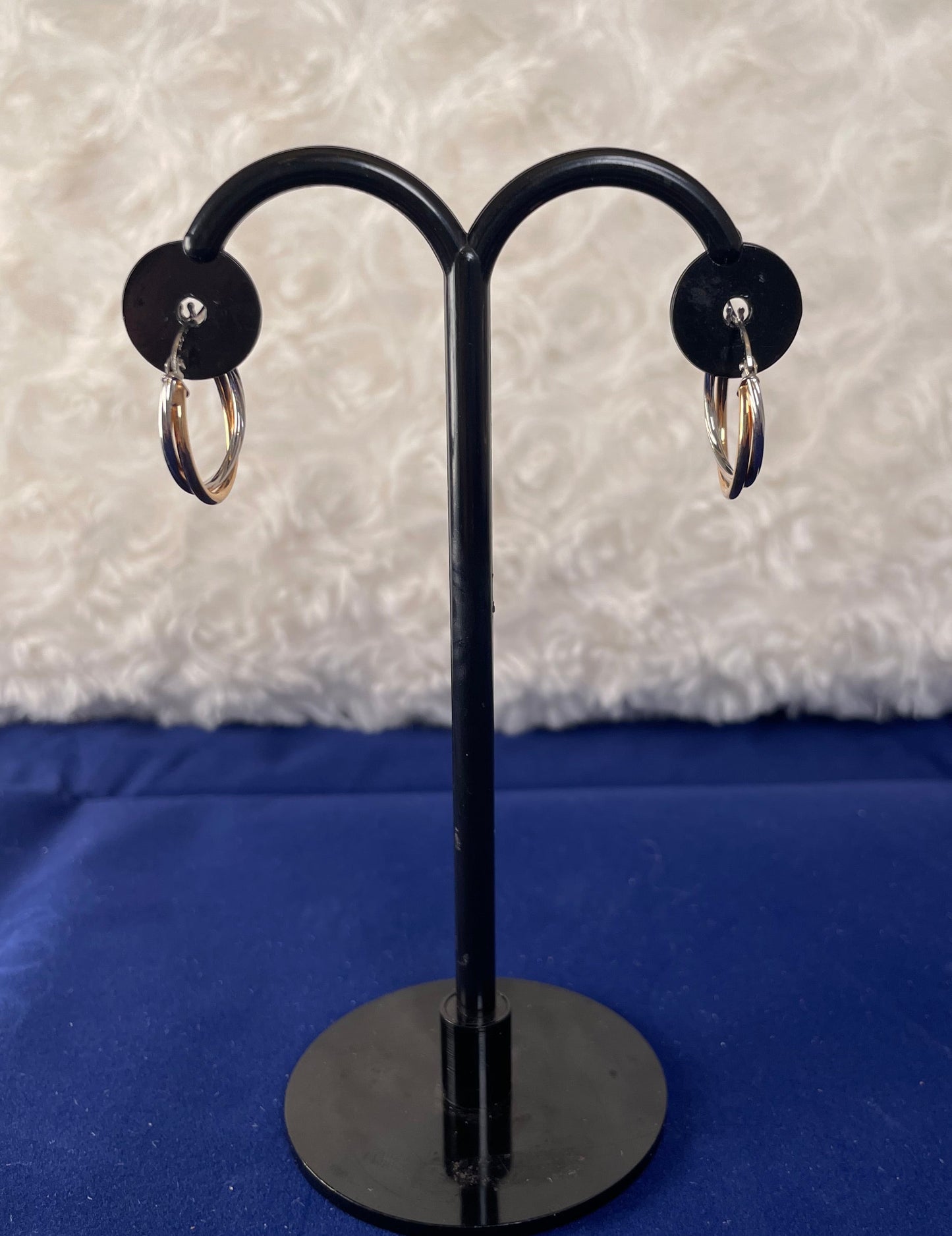 9ct White & Yellow Gold Russian Hoop Earrings