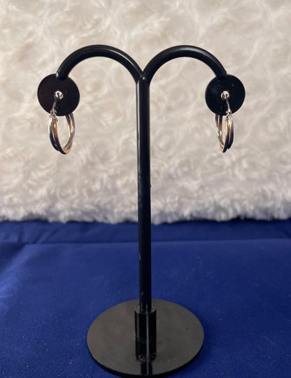 9ct White & Yellow Gold Russian Hoop Earrings