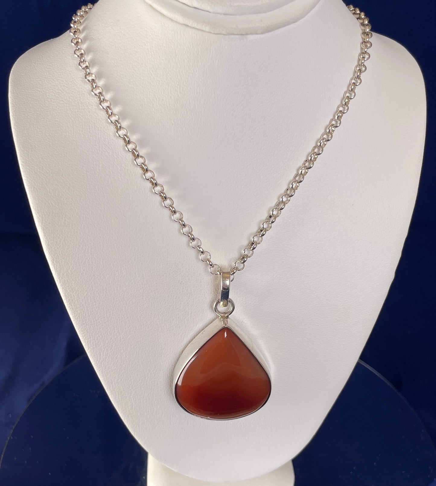 Large Silver Pear-shaped Cornelian Pendant