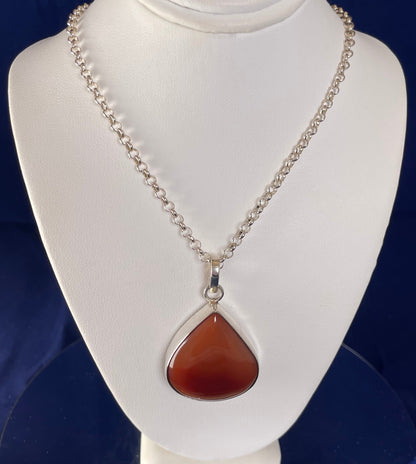 Large Silver Pear-shaped Cornelian Pendant
