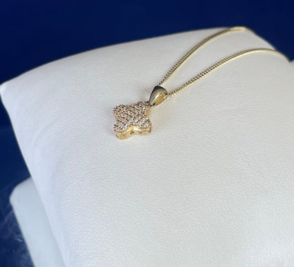 9ct Yellow Gold Four Leaf Clover Pendant Set With Cubic Zirconia