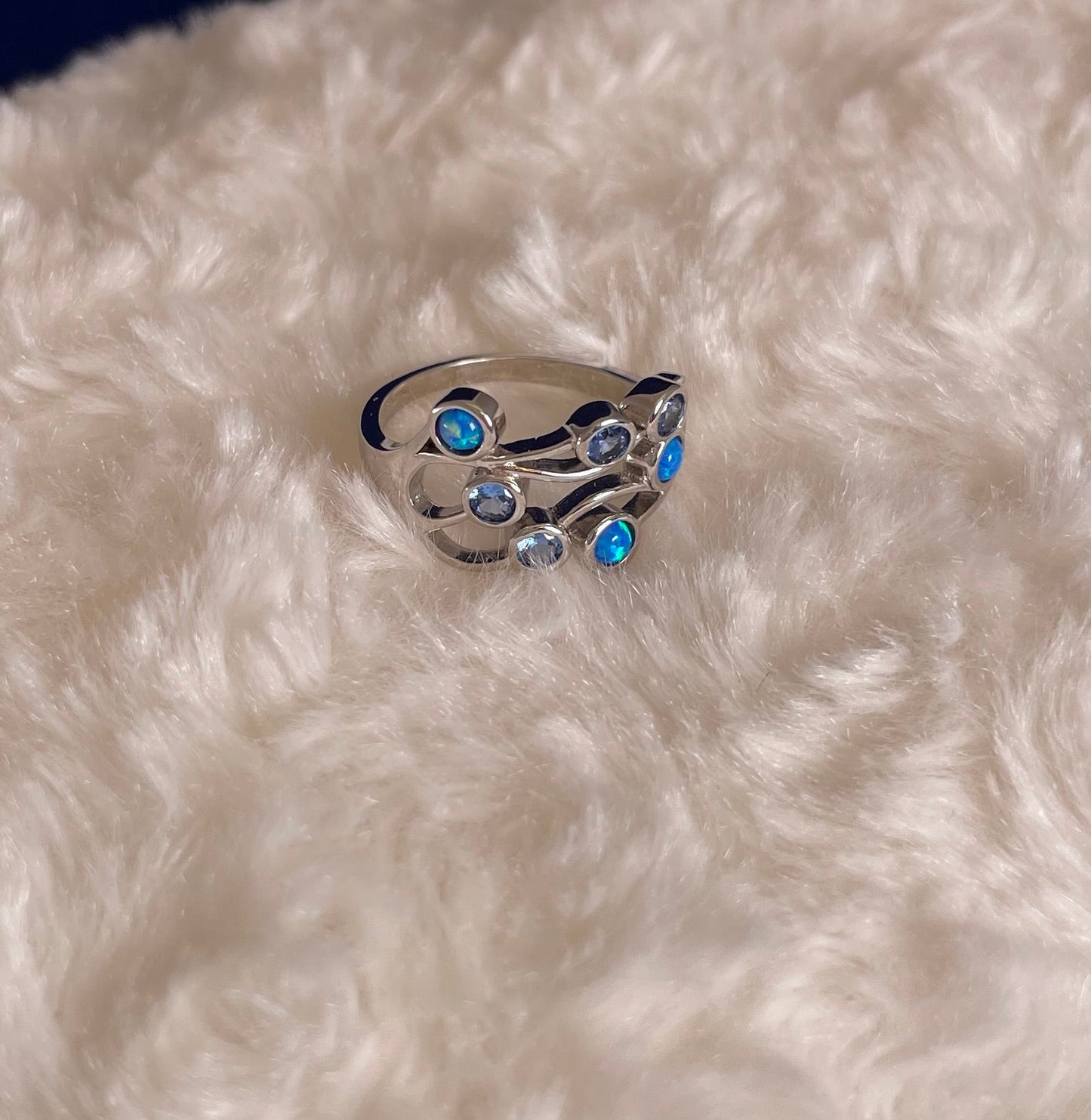 Boodle Ring with Doublets & Blue Cubic Zirconia