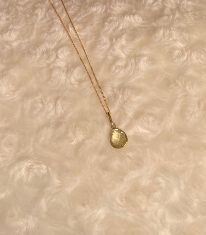 9ct Yellow Gold Pear Shaped Pineapple Cut Lemon Quartz Pendant Necklace