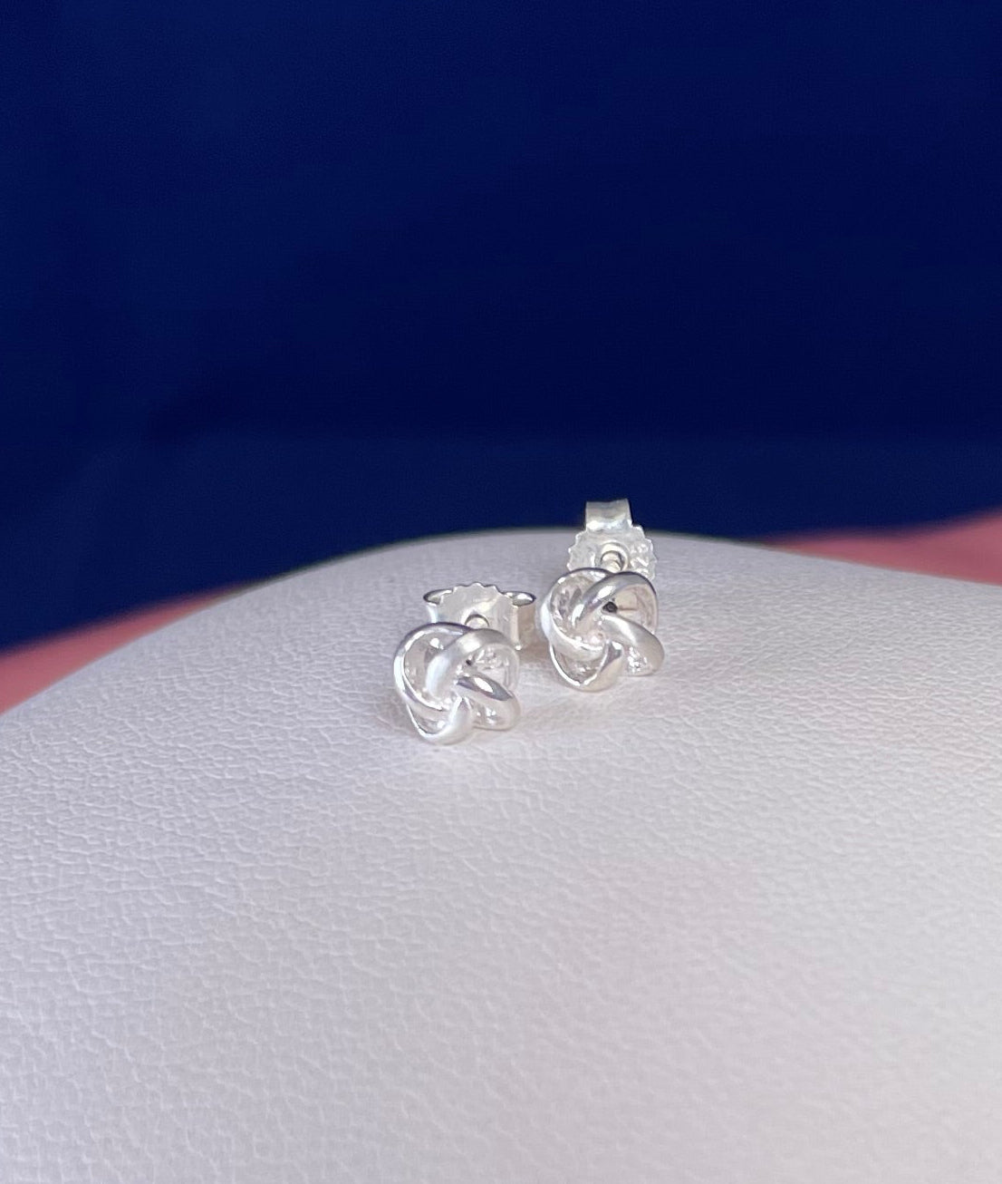 Small Knot/ Twist Earrings Rhodium Plated Silver