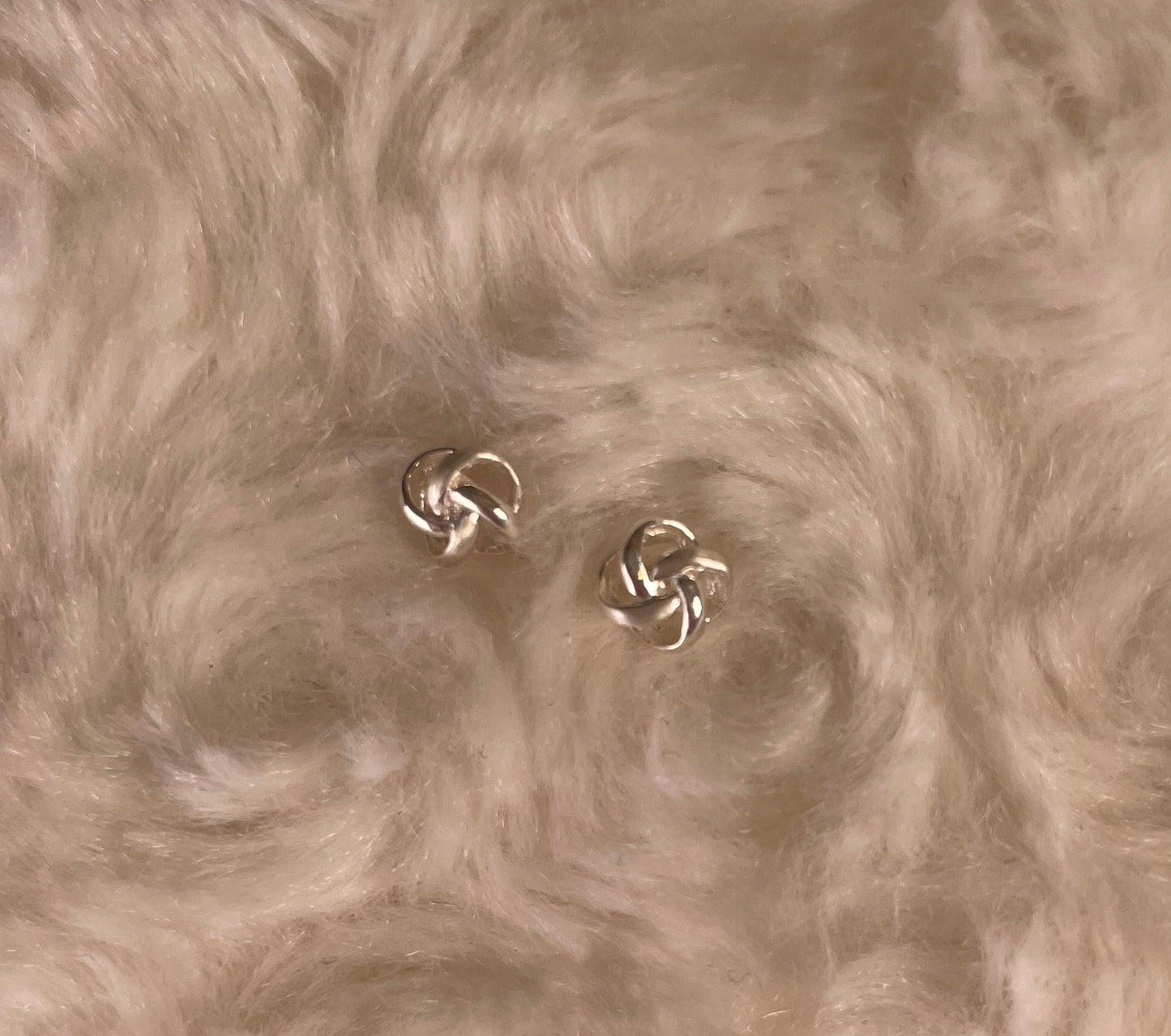 Rhodium-Plated Silver Delicate Knot/Twist Earrings