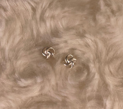Rhodium-Plated Silver Delicate Knot/Twist Earrings