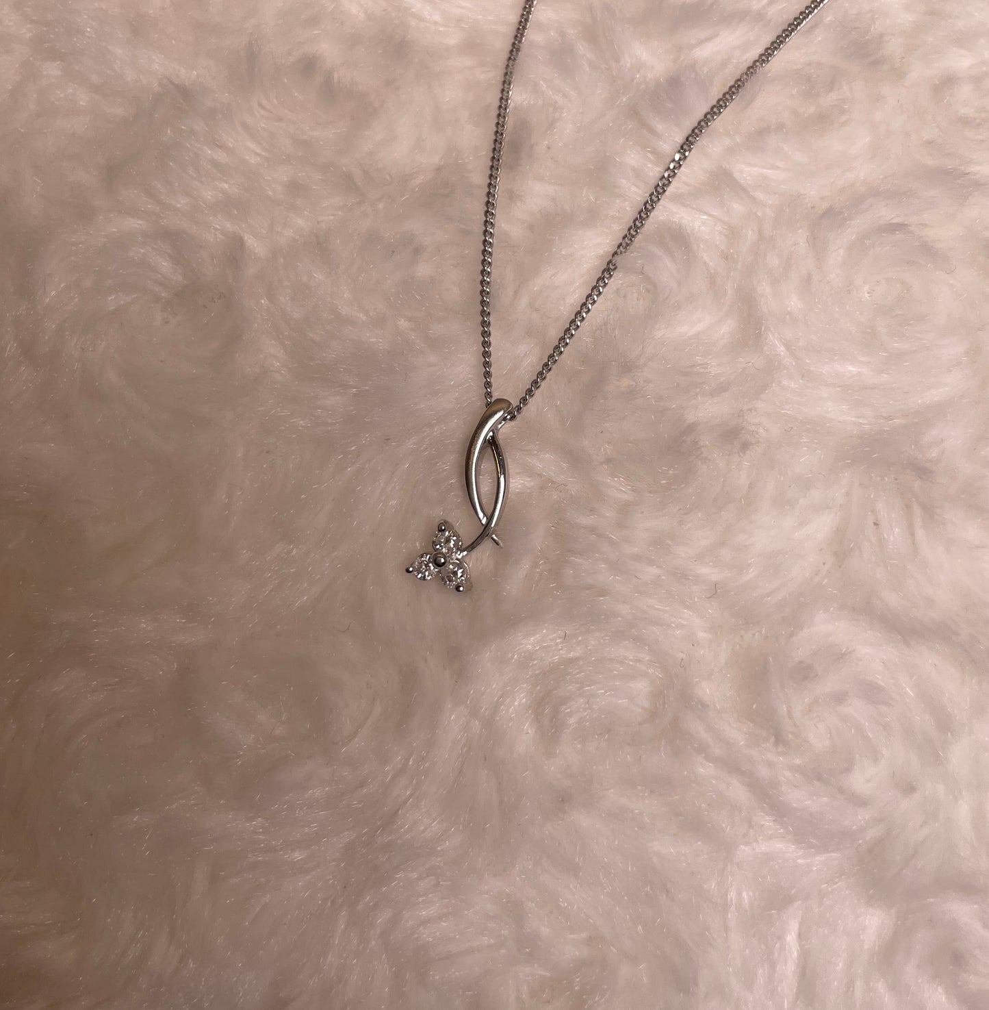 9ct White Gold Drop Pendant set with Diamonds Necklace