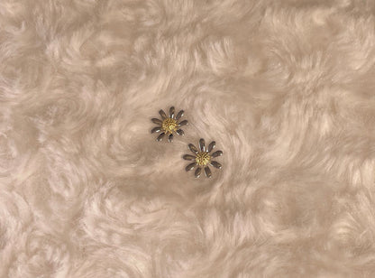 Rhodium-Plated Silver Delicate Daisy Earrings