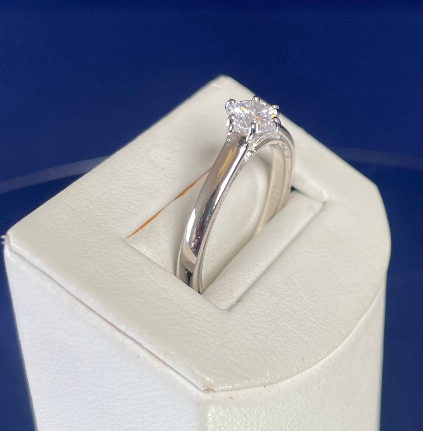 Brilliant Cut Solitaire Cubic Zirconia Six Claw Rhodium Plated