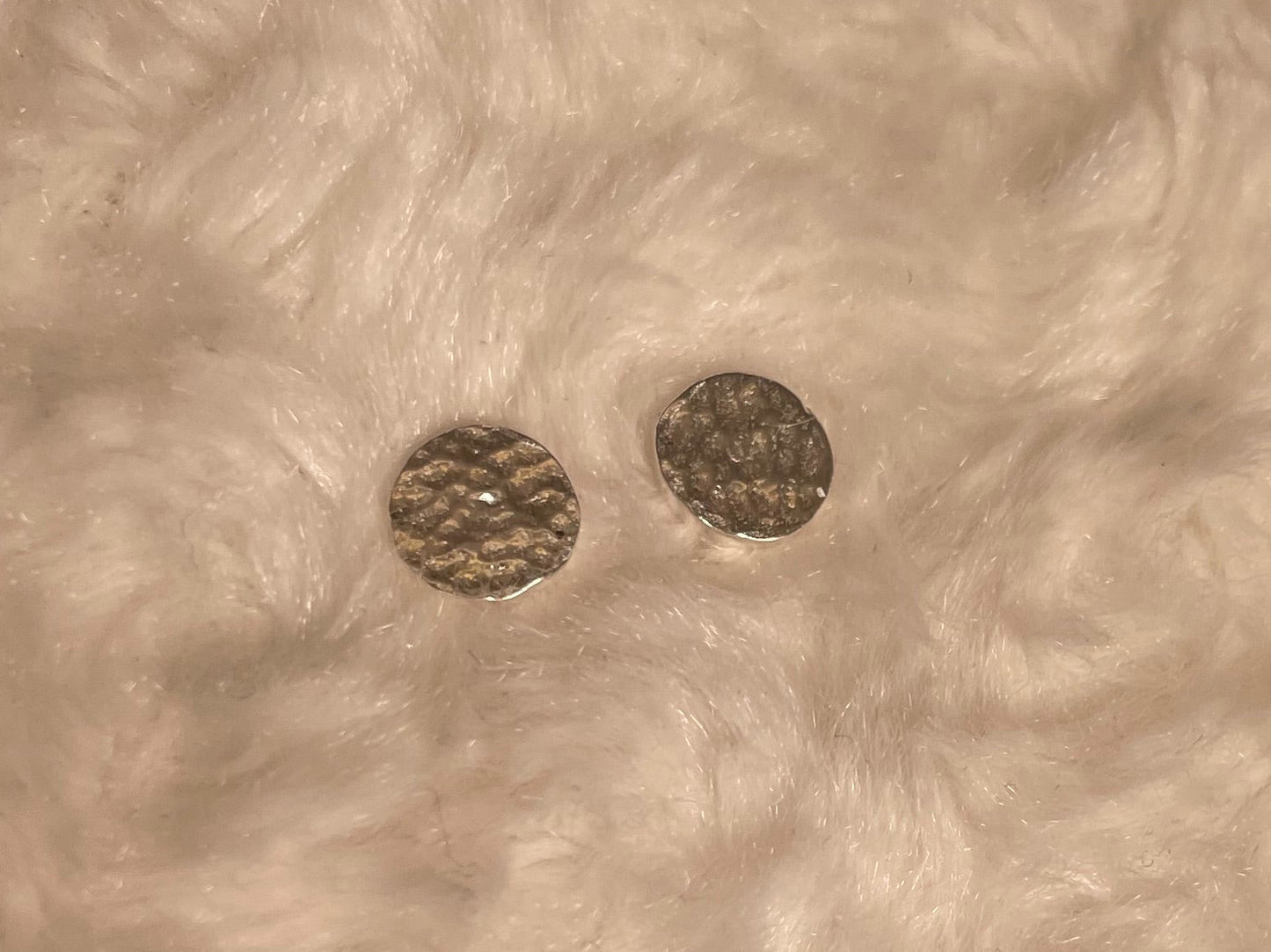 Hammered Disc Earrings Rhodium Plated Silver