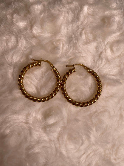 9ct Yellow Gold Twist Hoop Earrings