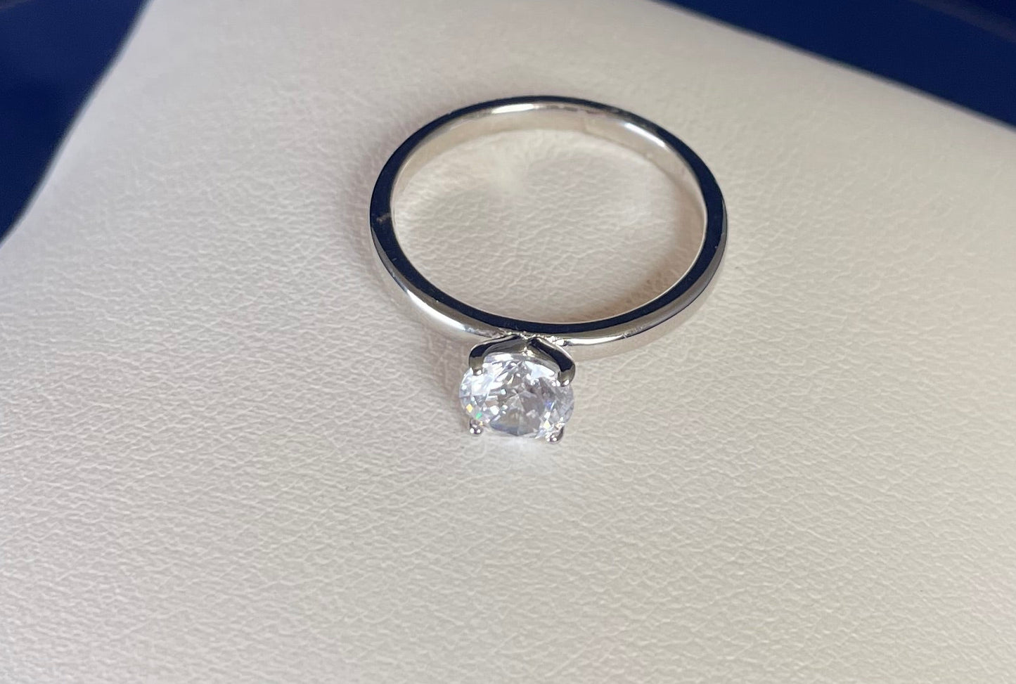 Brilliant Cut Cubic Zirconia Solitaire Rhodium Plated