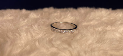 Half Eternity Channel Set Princess Cut Cubic Zirconia Rhodium Plated