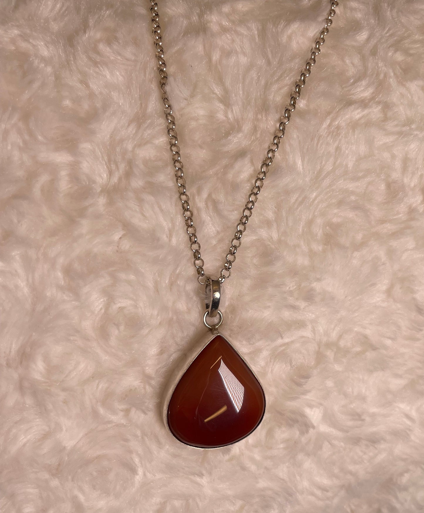 Large Pear Prop Cornelian Silver Pendant