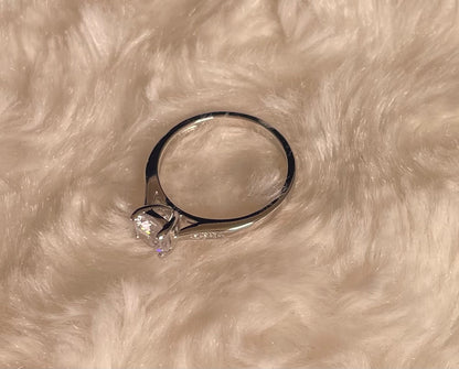 Brilliant Cut Cubic Zirconia Solitaire With Cubic Zirconia On Shoulder Rhodium plated