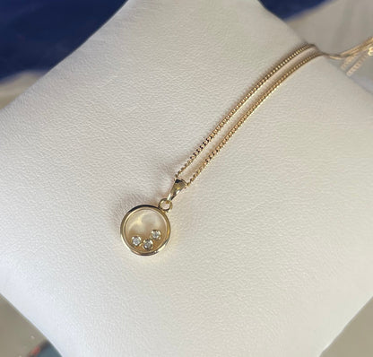 9ct Yellow Gold Floating Diamond Pendant Necklace