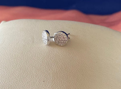Round Earrings With Cubic Zirconia Rhodium Plated Silver