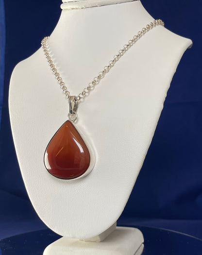 Large Pear Prop Cornelian Silver Pendant