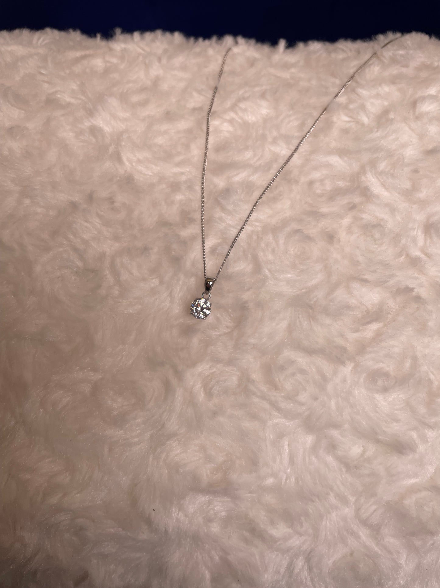 9ct White Gold Brilliant Cut Cubic Zirconia Pendant Necklace