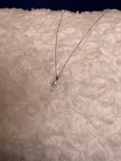 9ct White Gold Brilliant Cut Cubic Zirconia Pendant Necklace
