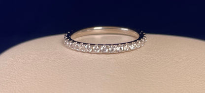 Fine Band Full Eternity Pave Setting Cubic Zirconia Rhodium Plated