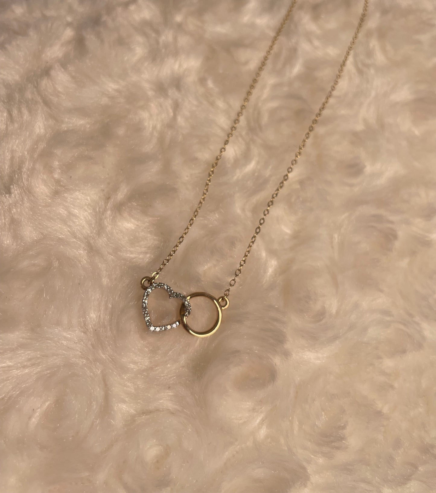 9ct Yellow Gold Diamond Set Heart with Interlocking Circle