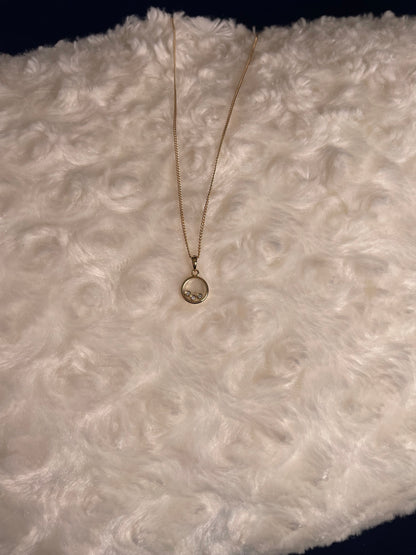 9ct Yellow Gold Floating Diamond Pendant Necklace