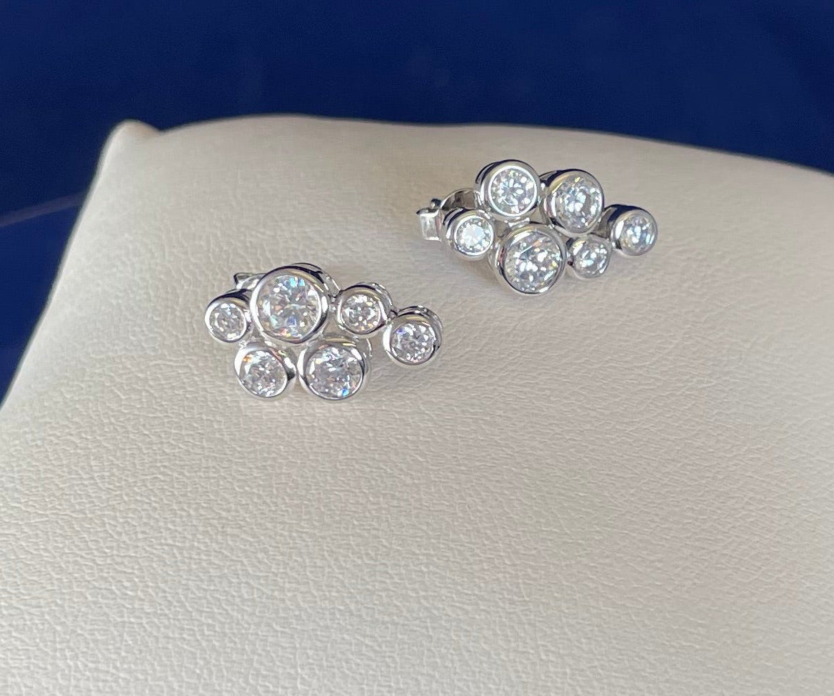 Silver Boodle Style Earrings with Cubic Zirconias