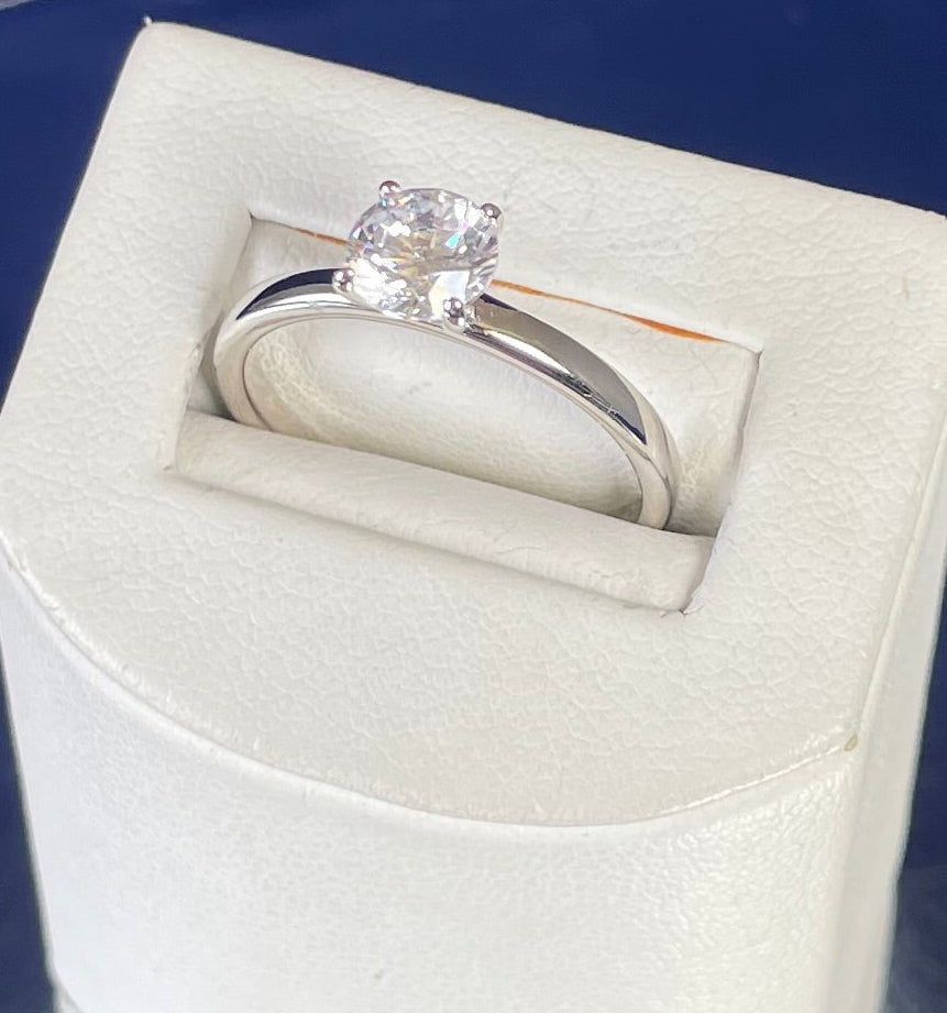 Brilliant Cut Cubic Zirconia Solitaire Rhodium Plated