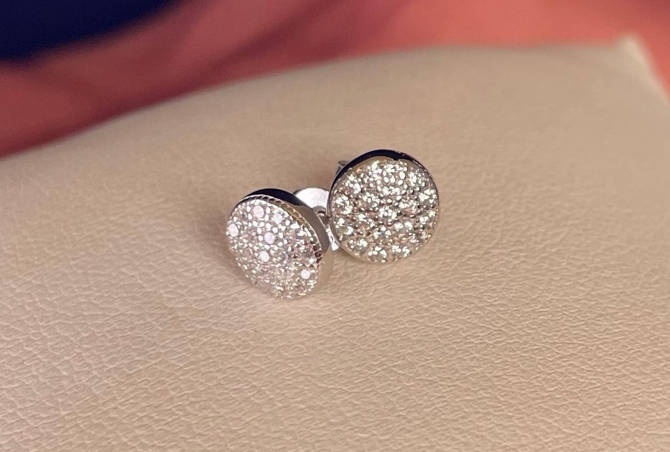 Rhodium-Plated Silver Delicate Round Earrings With Cubic Zirconia