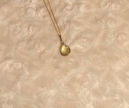 9ct Yellow Gold Pear Shaped Pineapple Cut Lemon Quartz Pendant Necklace