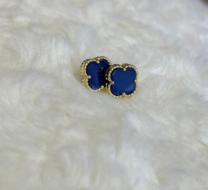 Gold-Plated Blue Lapis Clover Earrings