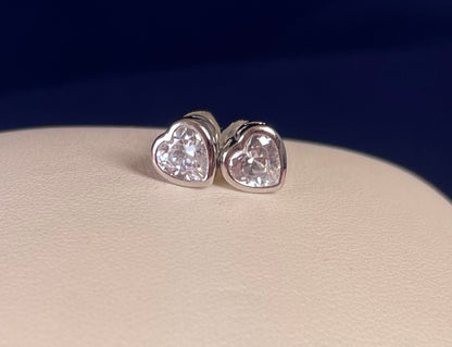 Heart Earrings With Cubic Zirconia Rhodium Plated Silver