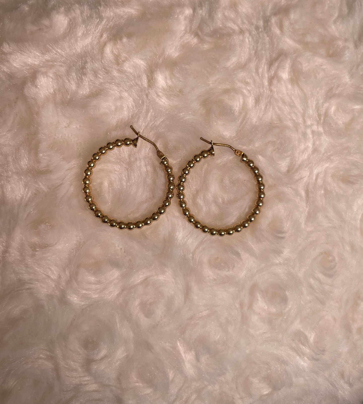 9ct Yellow Gold Beaded Hoop Earrings