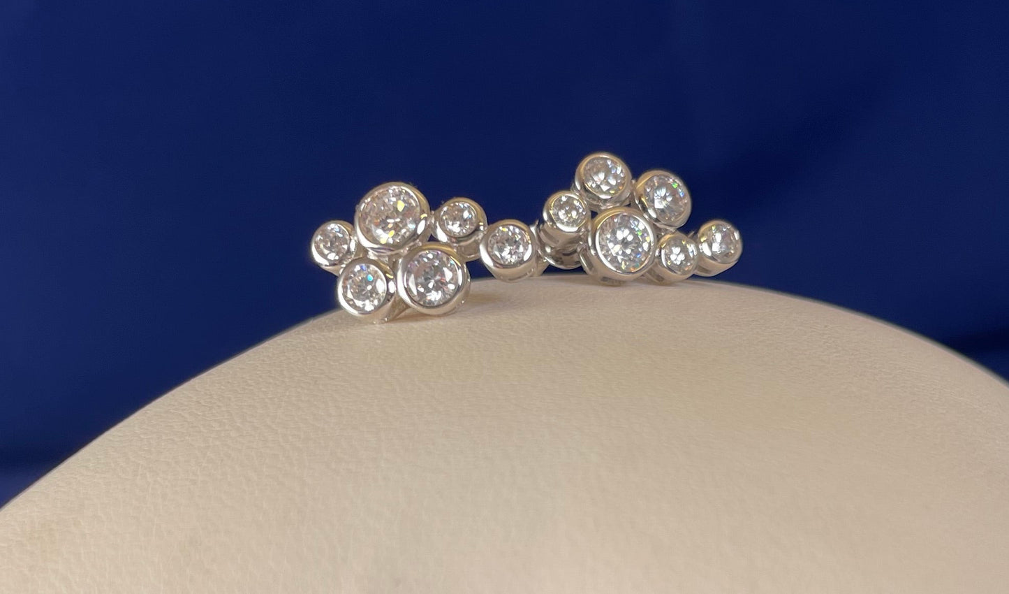 Silver Boodle Style Earrings with Cubic Zirconias