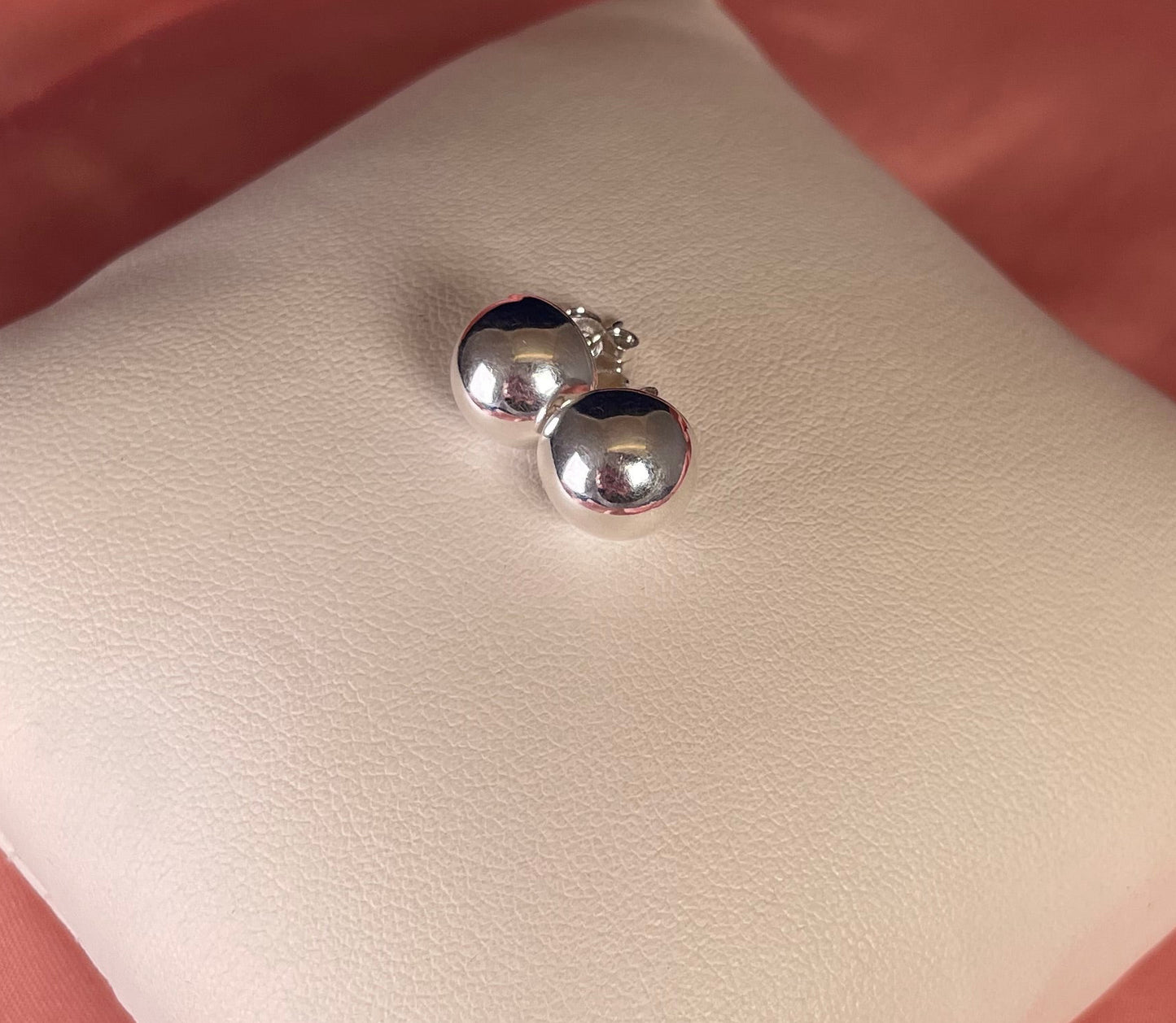 Rhodium-Plated Silver Bold Ball Stud Earrings